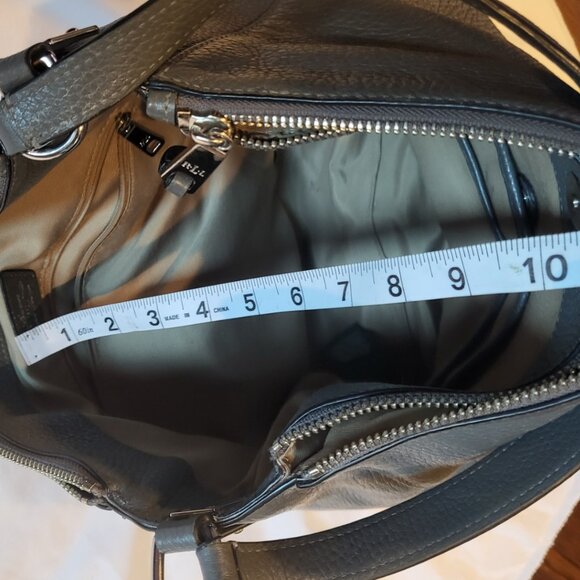 Lauren Ralph Lauren Dark Gray Pebbled Leather Hobo Bag - Picture 8 of 16